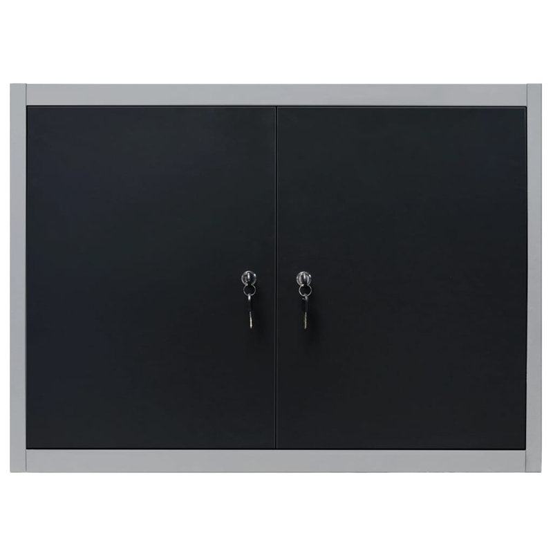 Armoire à outils murale de style industriel en métal gris et noir