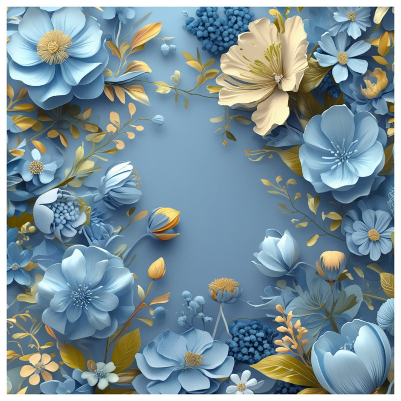 Couvre-lit floral bleu à motif floral, Lit simple