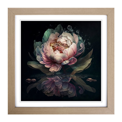 Peony Flower Double Exposure - Framed Print