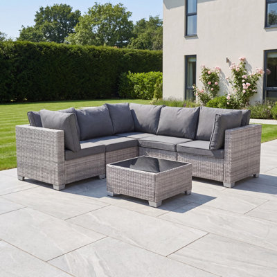Saviano 5 Seat Modular L-Shaped Rattan Corner Set