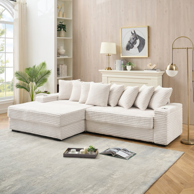 111.4‘beige Flannelette Sofa