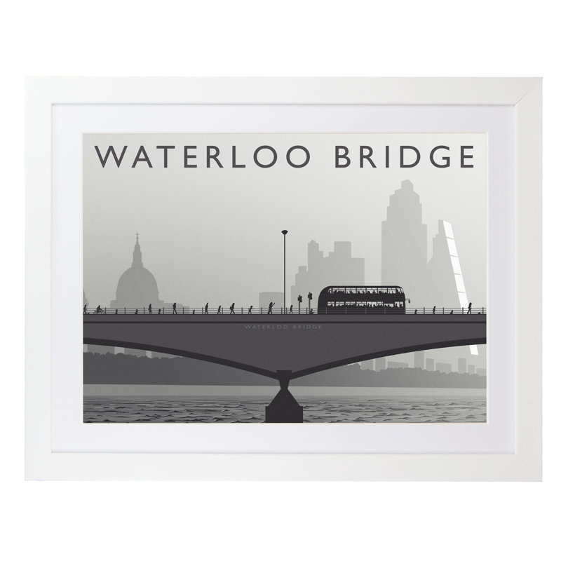 Waterloo Bridge - Print, 40cm H x 50cm W x 3cm D, White Framed