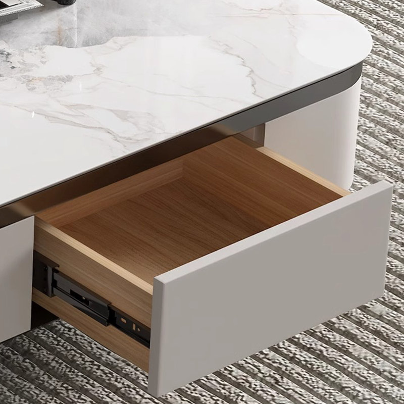 Simple light luxury rock panel coffee table, 14.56" H x 31.49" L x 31.49" W