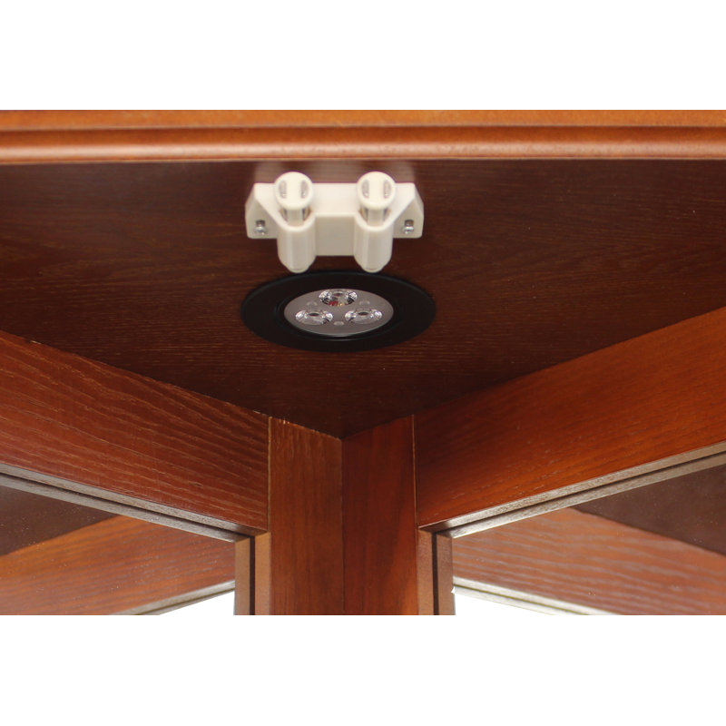 Armoire vitrée de coin lumineuse Olivian, Noyer