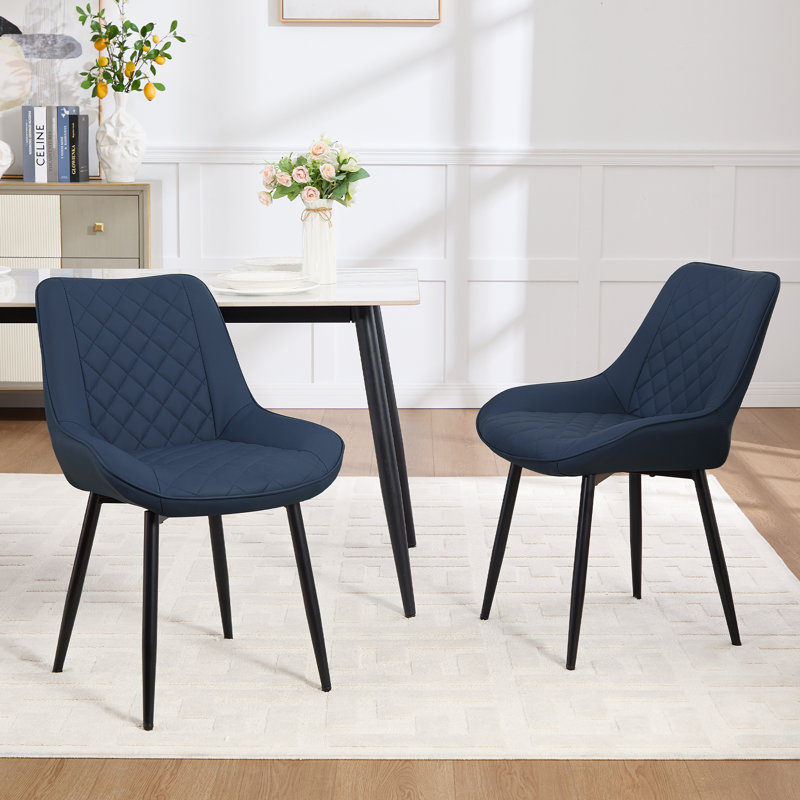 46cm H Upholstered Metal Parsons Chair, Blue, 6