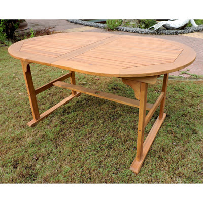 Clemmons Extendable Oval Acacia Outdoor Dining Table