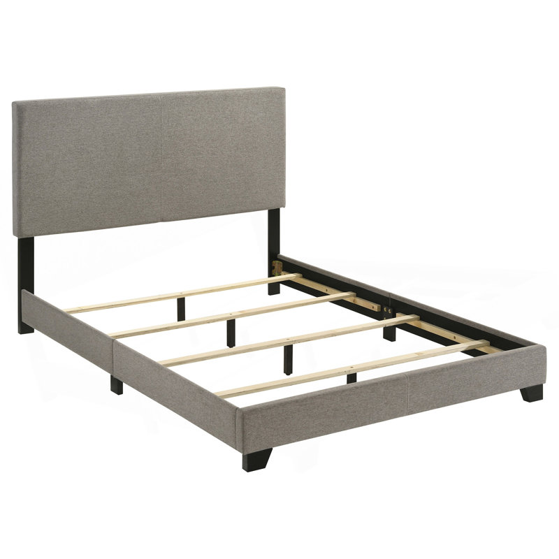 Lit tapissier double à panneau Efram Taupe