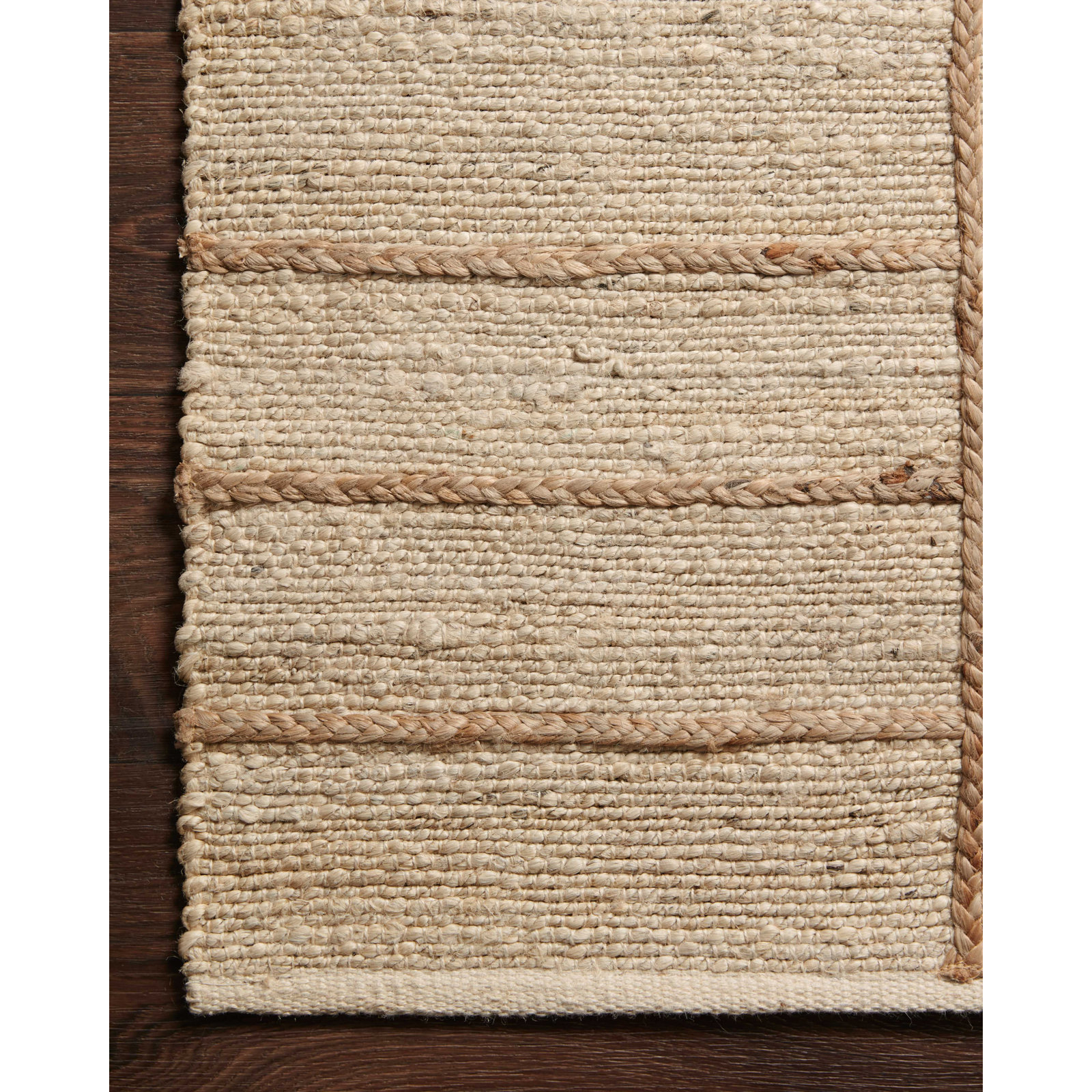 Bement Beige Brown Hand-Woven Geometric Jute Rug, Rectangle 5' x 7'6"