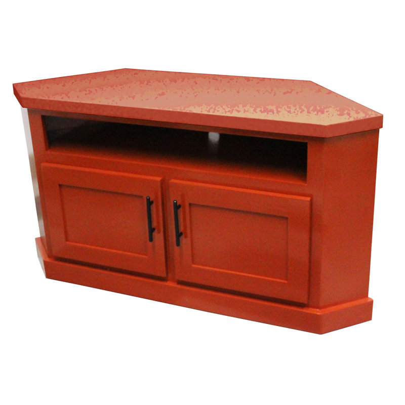 Meuble télé d'angle 50 po Poplar, Rouge brûlé, H 27 po x L 50 po x l 16 po