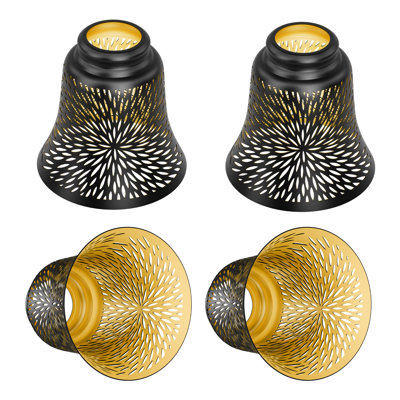 Ensemble de 4 globes de rechange pour ventilateur de plafond, ensemble de 4 abat-jour de globes de rechange à motif de chrysanthème avec ajusteur 1-5 / 8 ", hauteur 4,5" et diamètre 4-3 / 4 ", couvercle en métal pour lampe murale suspendue