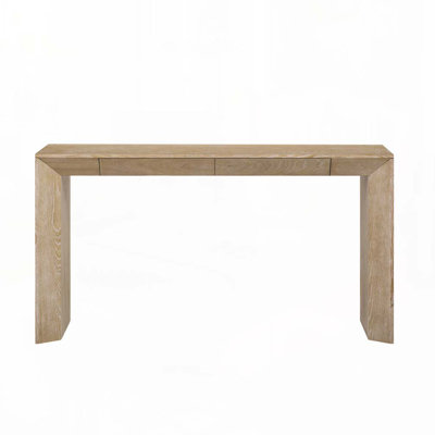Rectangular Top Console Table with 2 Concealed Drawers, Thickened Legs