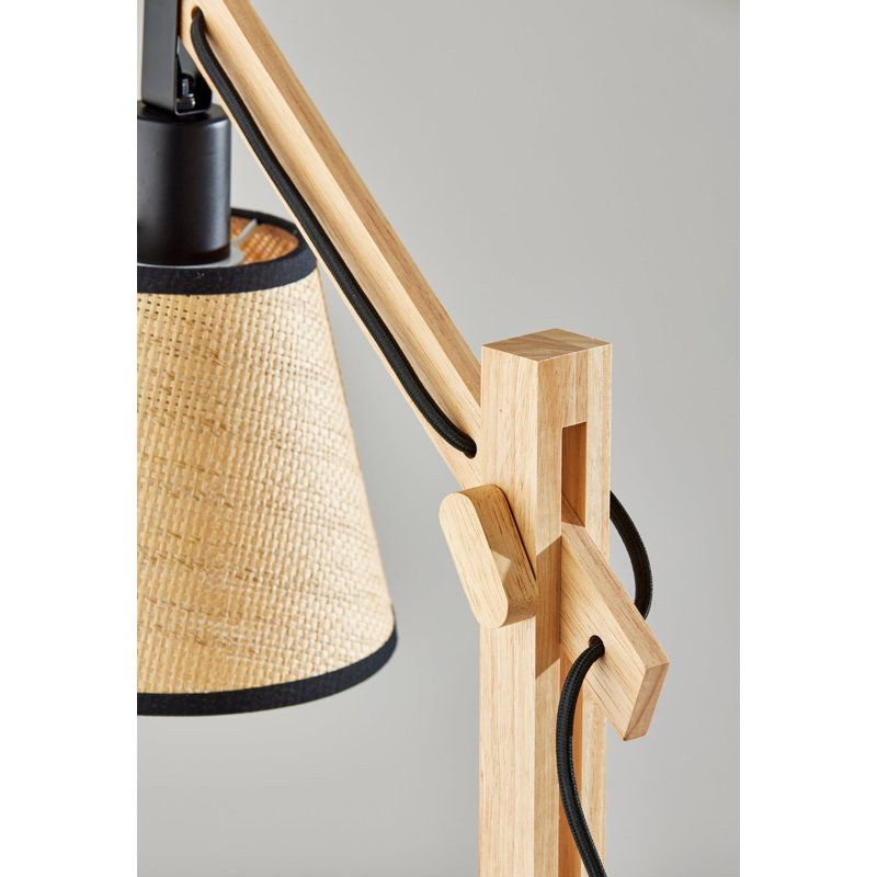 Lampe de bureau en bois massif Mansour, Noir / brun