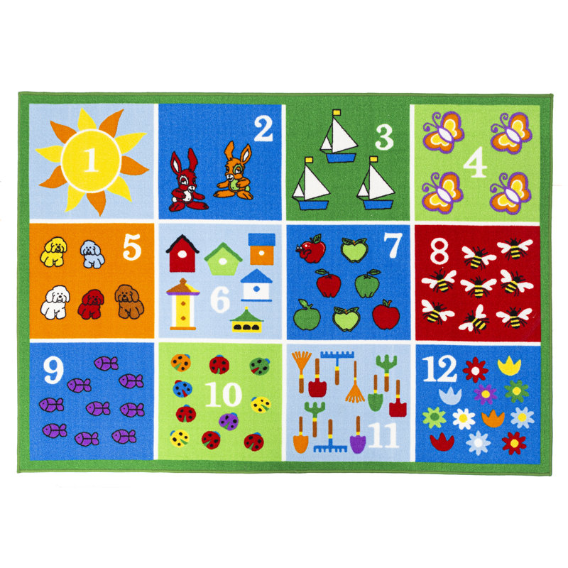 Tapis vert / bleu / rouge Swank, Rectangle 2 pi 7 po x 4 pi 10 po