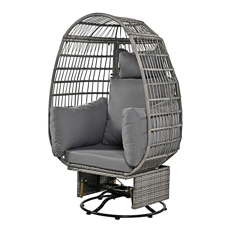 Chaise pivotante d'extérieur avec coussins, Gris, Gris