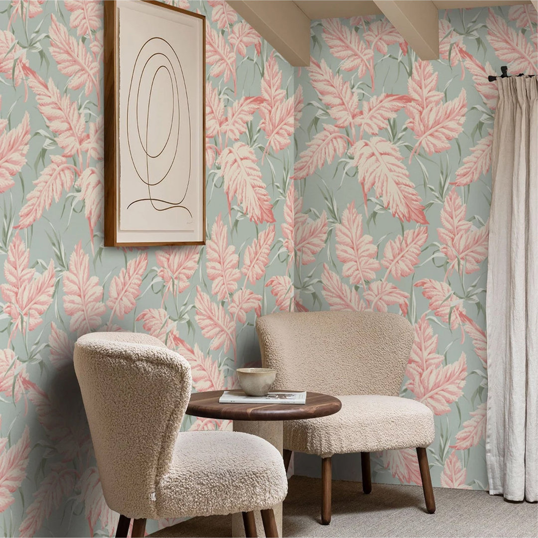 Tropical Leaf Wallpaper in Danish Pastel