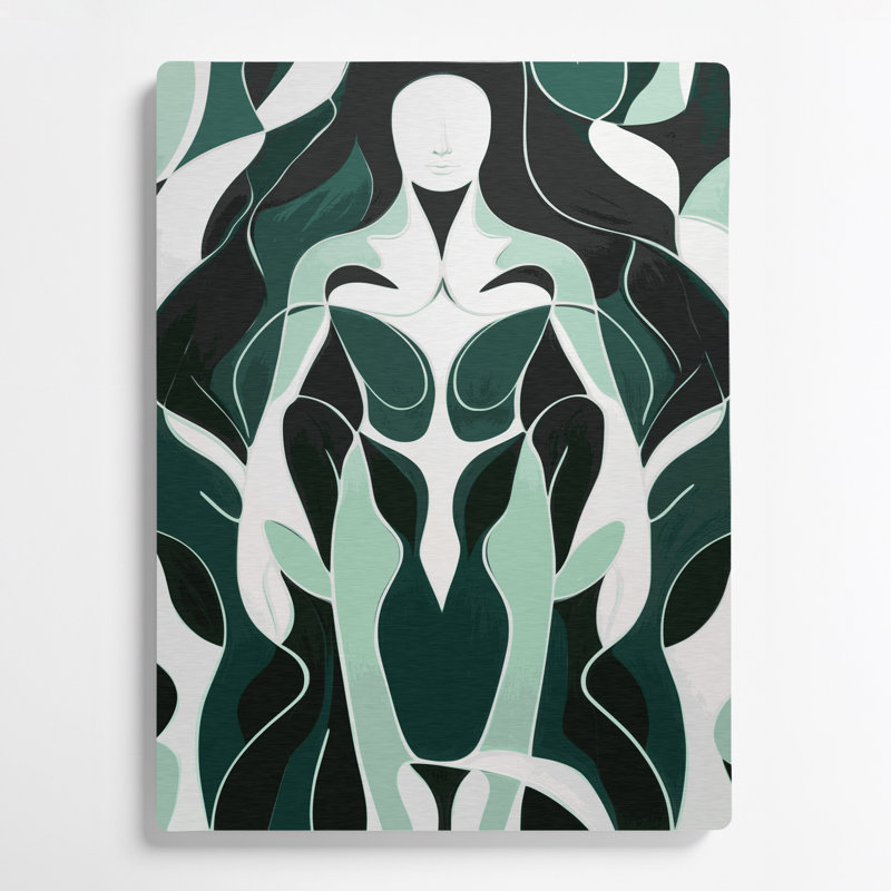 Art mural abstrait en métal vert, H 11 po x l 14 po