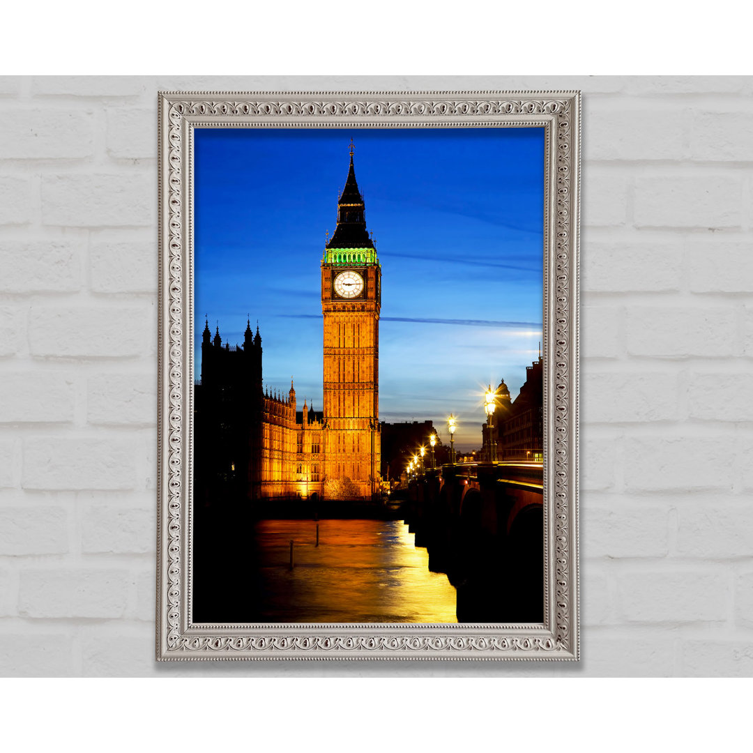 Gerahmtes Poster Londoner Themse-Reflexion des Big Ben