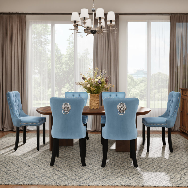 Ensemble de 6 chaises de salle à manger rembourrées Modern Velvet, Bleu