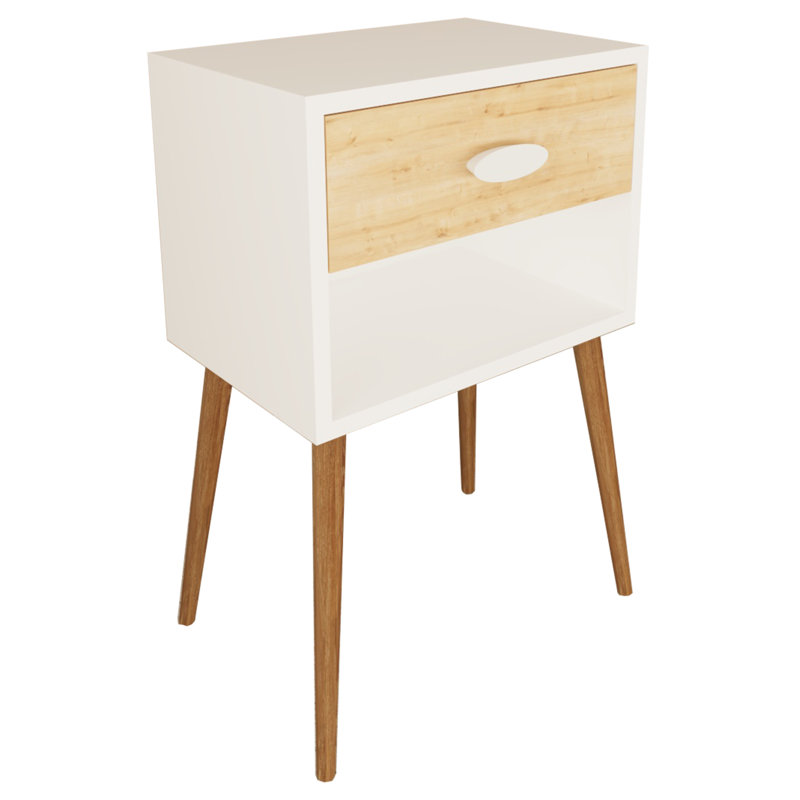 Salamonia 45cm W Manufactured Wood Bedside Table, Honey Oak