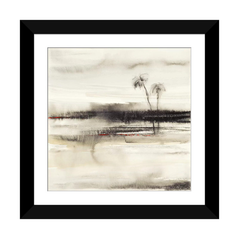 «Solstice III», reproduction sur toile, H 16 po x l 16 po x P 1 po, Papier d'art encadré noir, Blanc