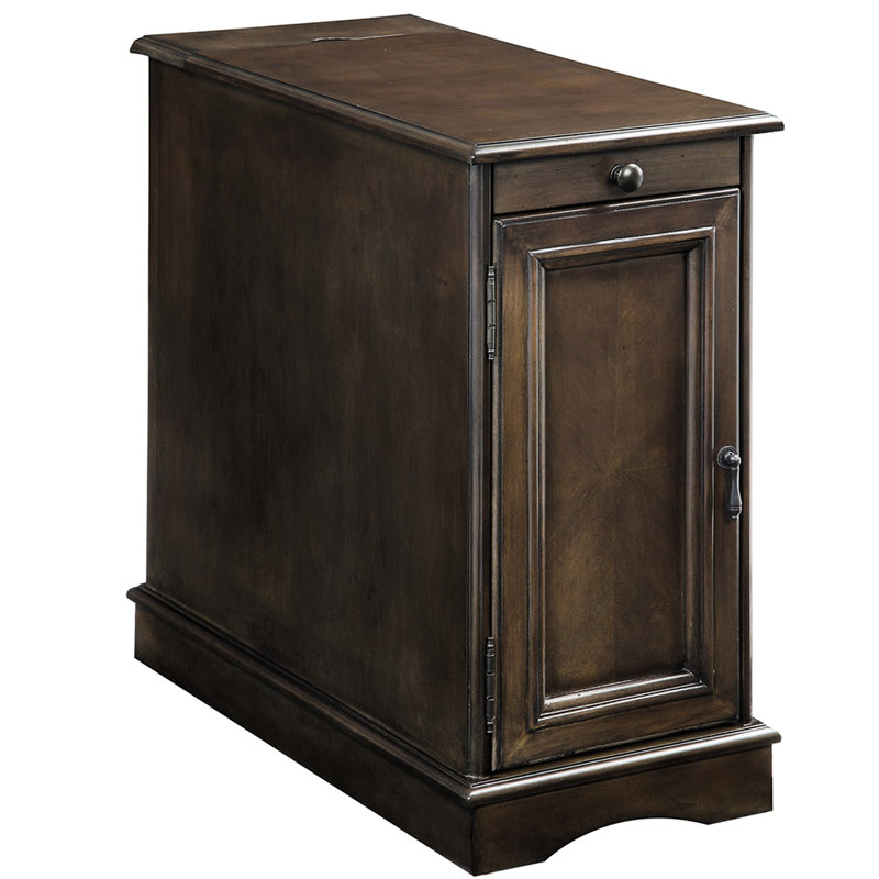 Transitional Nightstand With And Storage Compartment - Grey Side Table Charging Gray Finish, Gray