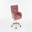 Fauteuil de bureau luxueux en velours pivotant avec base dorée et roues universelles, confortable et élégant