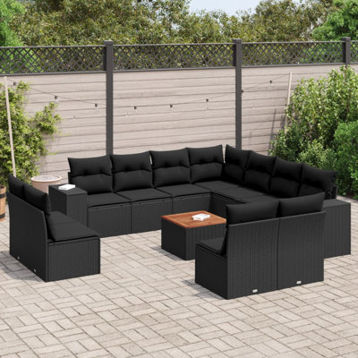 Ensemble de canapé de jardin noir