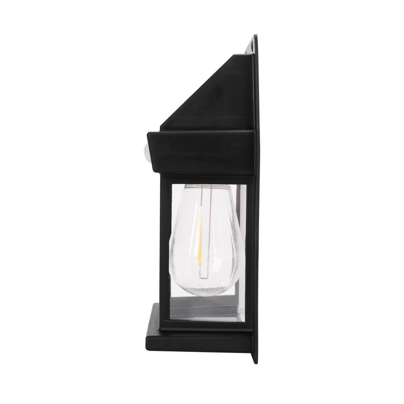 Matte Black Solar LED Outdoor Wall Lantern with Motion Sensor, 4-Pack