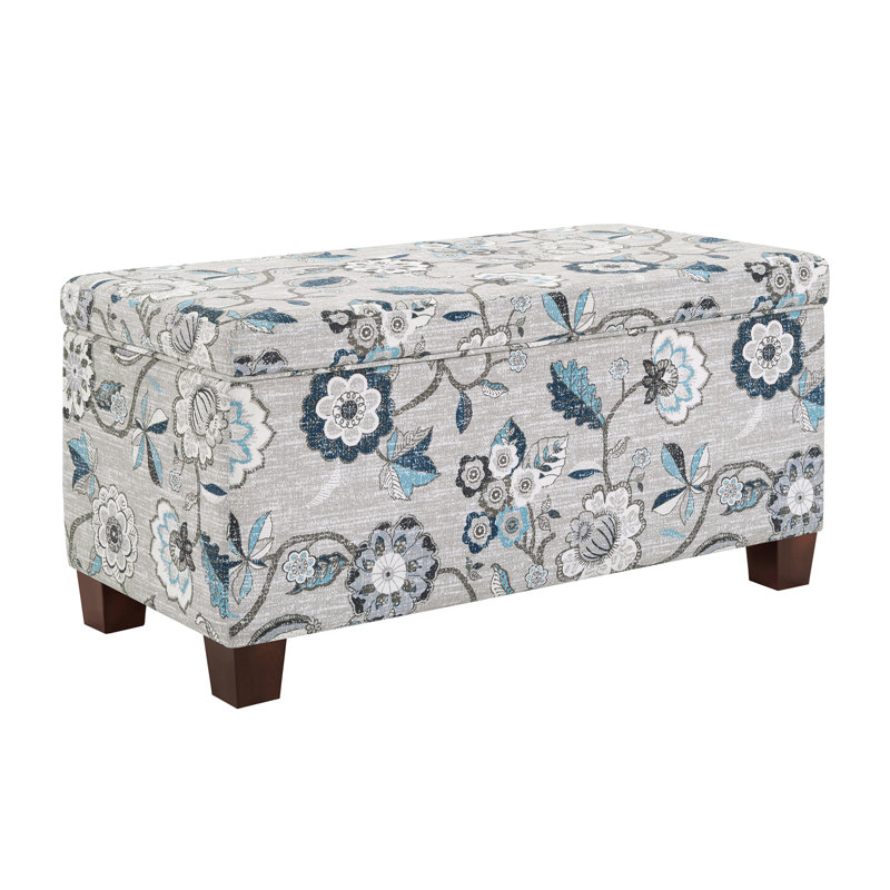 Kinnard Deluxe Storage Ottoman Bench, Gray Flora