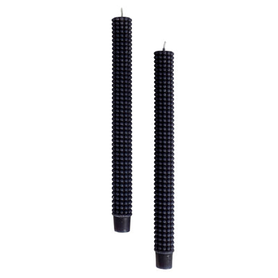 Hobnail Taper Candles in Box, Navy Blue
