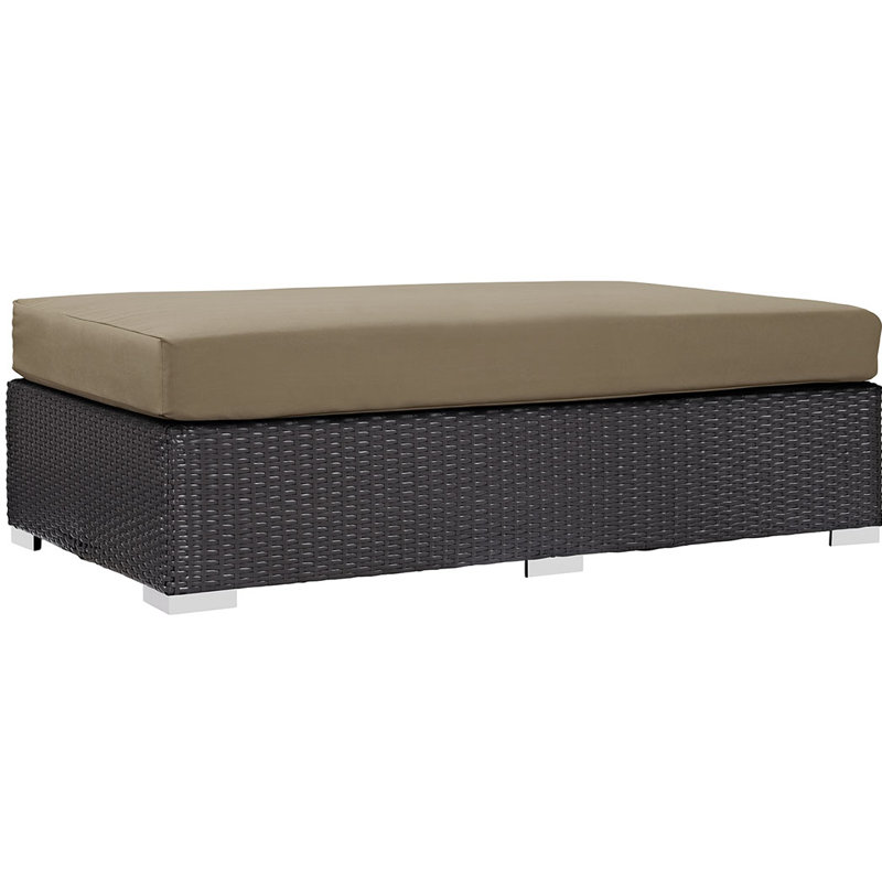 Repose-pieds d'extérieur rectangulaire avec coussin Convene, Moka