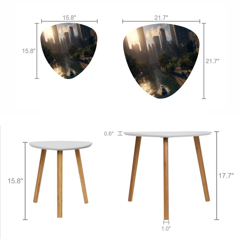 Ensemble de 2 tables basses gigognes triangulaires New York City