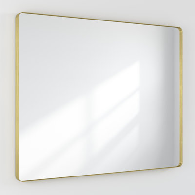 Lesamuel Filleted Corner Wall Mounted Bathroom and Vanity Mirror with Aluminum Frame