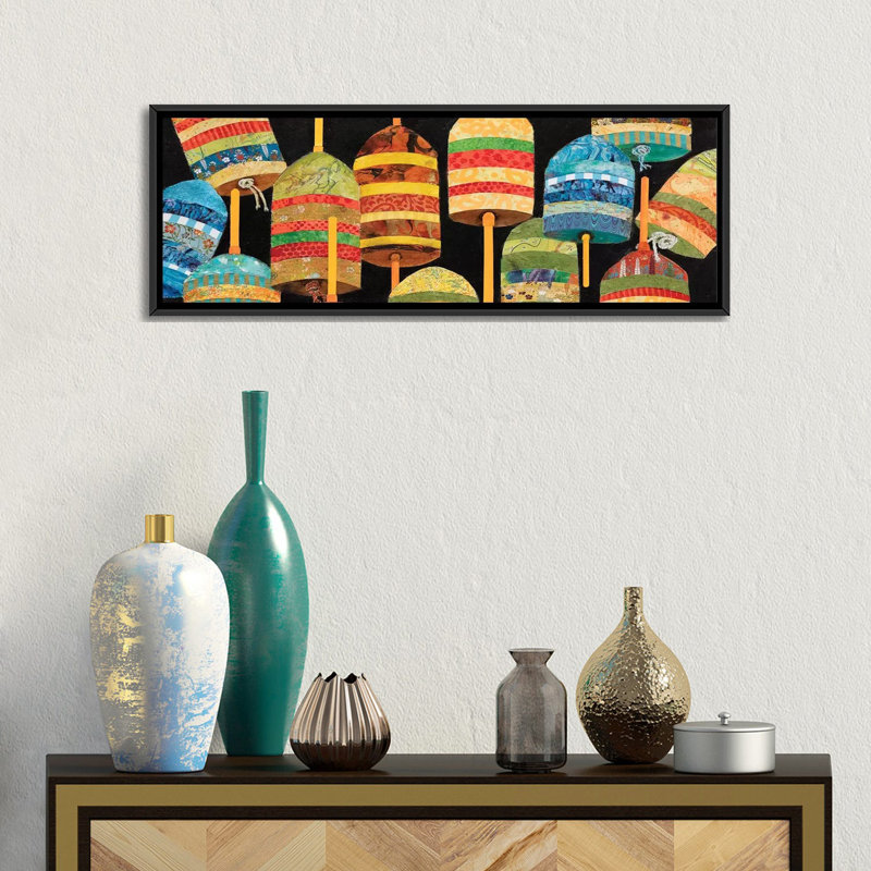 « bouée collage panel », reproduction sur toile, H 12 po x l 36 po x P 1,5 po, Toile avec cadre noir