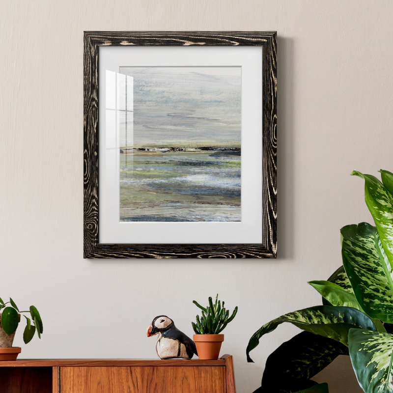 Wetlands I - peinture encadrée, Cadre noir, H 20 po x l 17 po x P 1,5 po