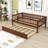 Wood Daybed with Twin Trundle and Guardrails-537538290-537538291