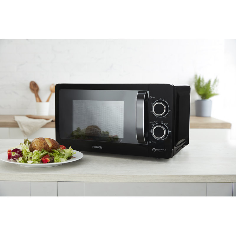 Tower Manual Microwave , 800W, 20L, Chrome, Black