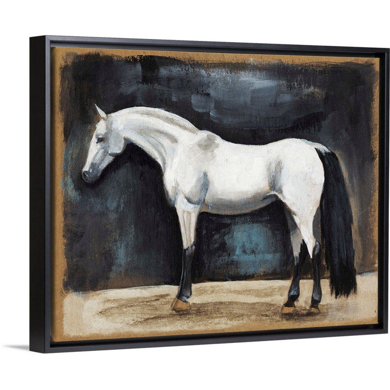 Équitation, art mural sur toile VI, H 18 po x l 22 po x P 2 po, Toile avec cadre noir