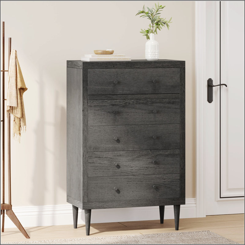  Commode 5 tiroirs NORDIC FAUX BOIS NORDIC 5 tiroirs l 31,00 po x P 16,00 po x H 49,00 po, Gris