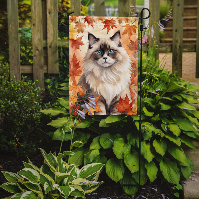 Chat en feuilles d'automne drapeau de jardin, Ragdoll