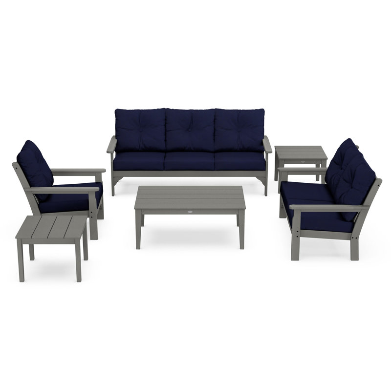 Vineyard 6-Piece Deep Seating Set, Slate Gray, Navy