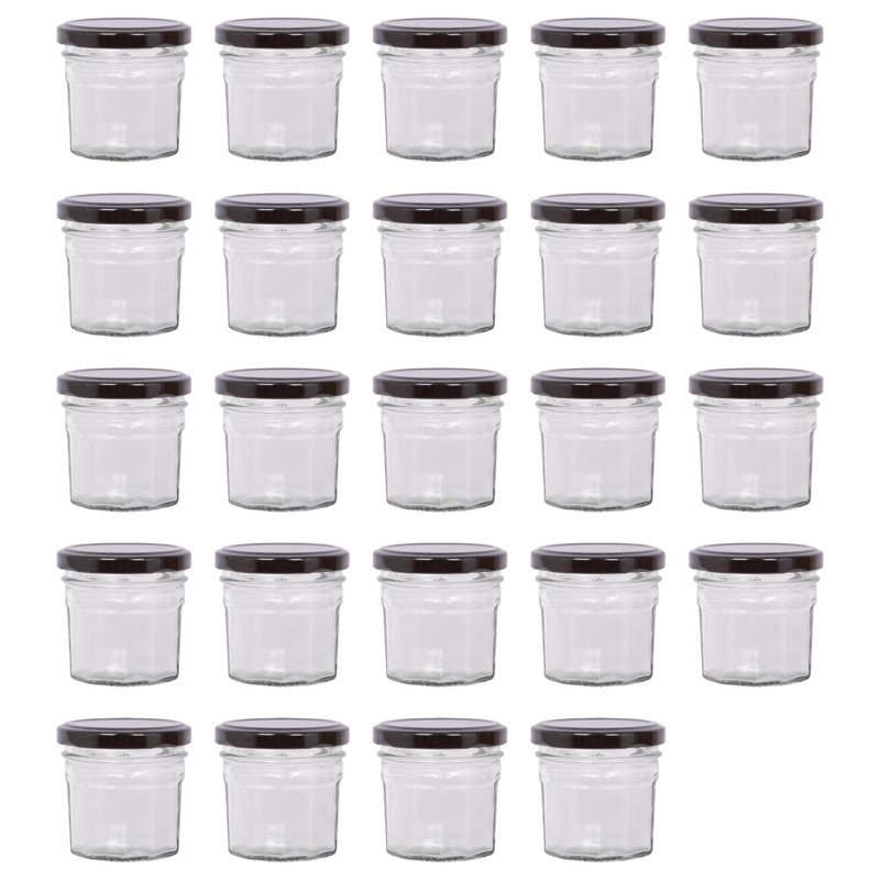 Glass Jar - Set of 24, 90ml, Black