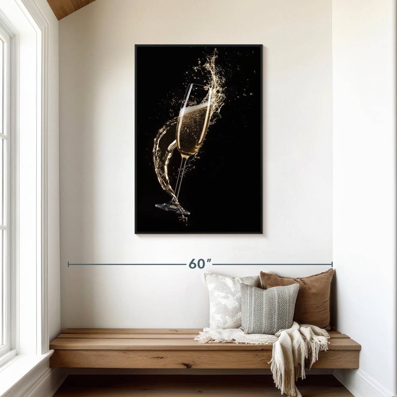Éclaboussures de champagne, Cadre flottant noir, 29 po x 43 po