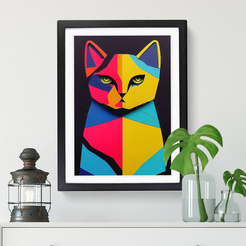 FRM-V0523-370X Cat Abstract Vol.3 - Single Picture Frame Print, Black Framed, 34cm H x 25cm W x 2cm D