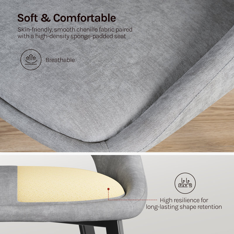 49cm H Upholstered Metal Accent, Grey