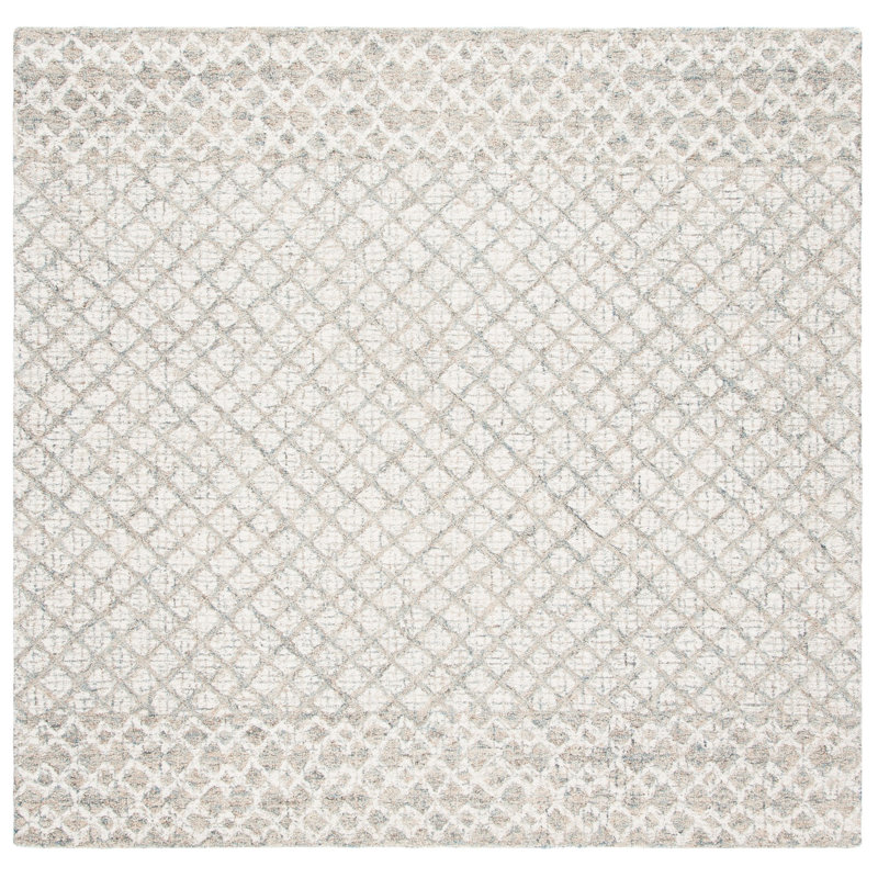 Crowe Hand Tufted Wool Geometric Rug, Square 6'
