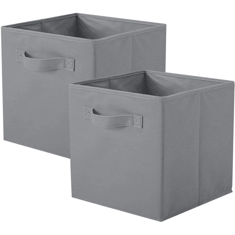 2 Pack Collapsible Fabric Cube Storage Bins, Gray