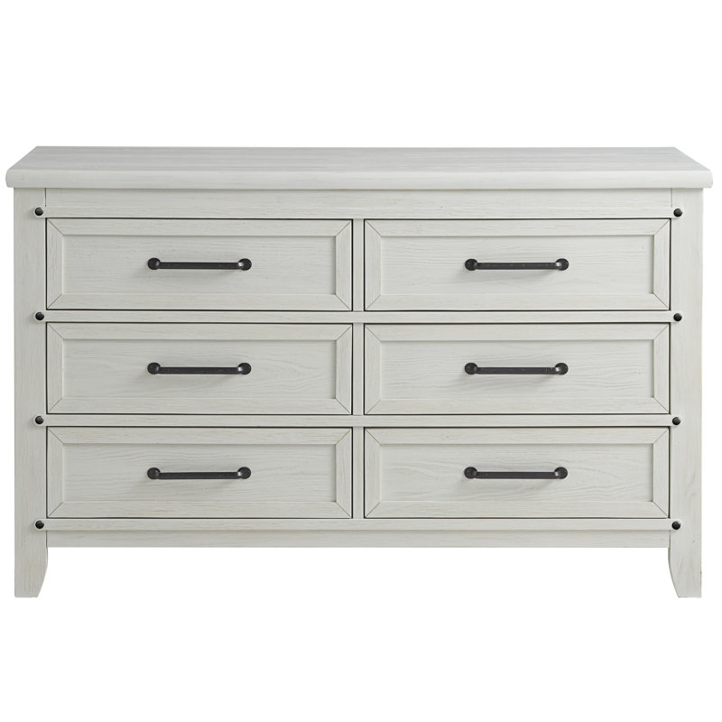 Ellison 6 Drawer Kids Dressers, Rustic White