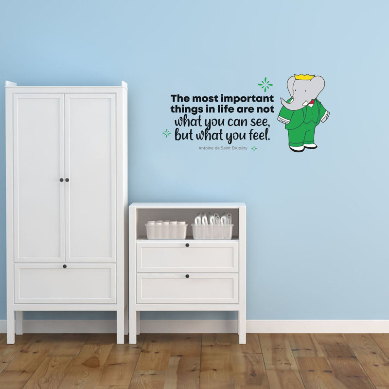 Décalcomanie murale Babar Elephant What You Feel, H 15 po x l 30 po x P 0,05 po