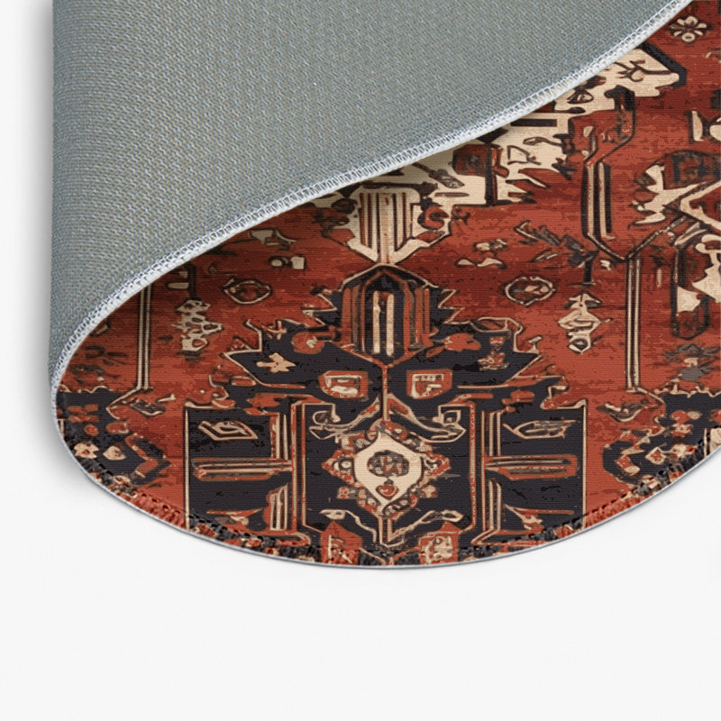 Tapis turc intérieur et extérieur brun, Rond 5 pi